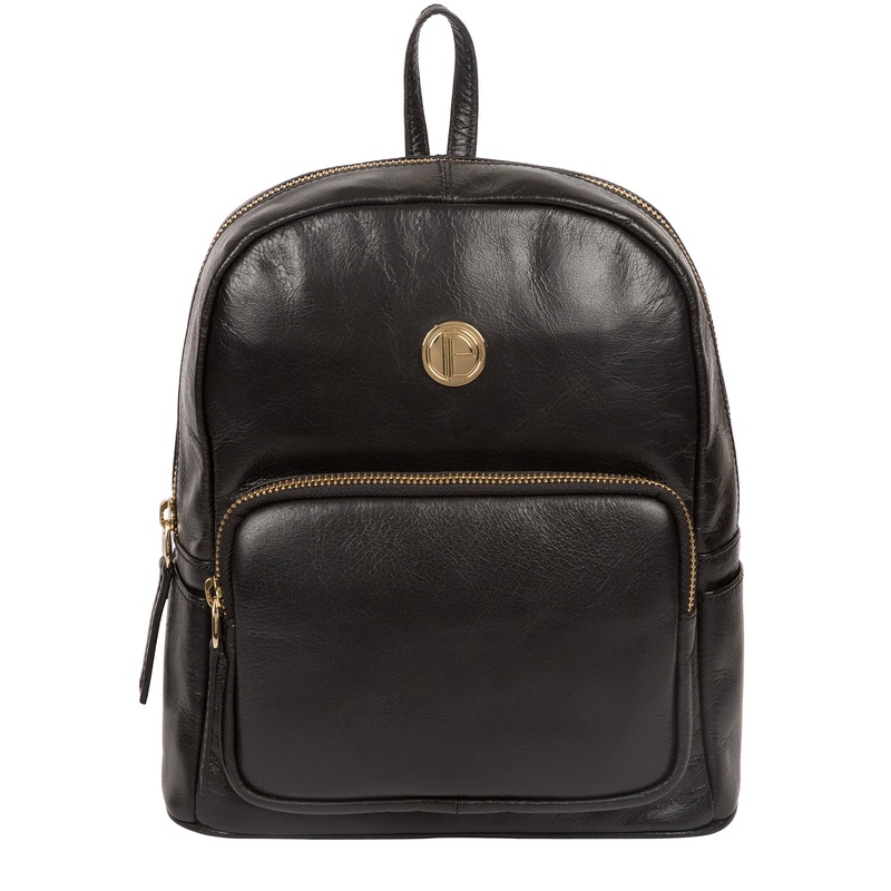 'Cora' Jet Black Leather Backpack