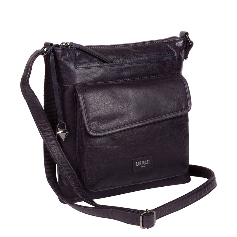 'Daar' Navy Leather Cross Body Bag