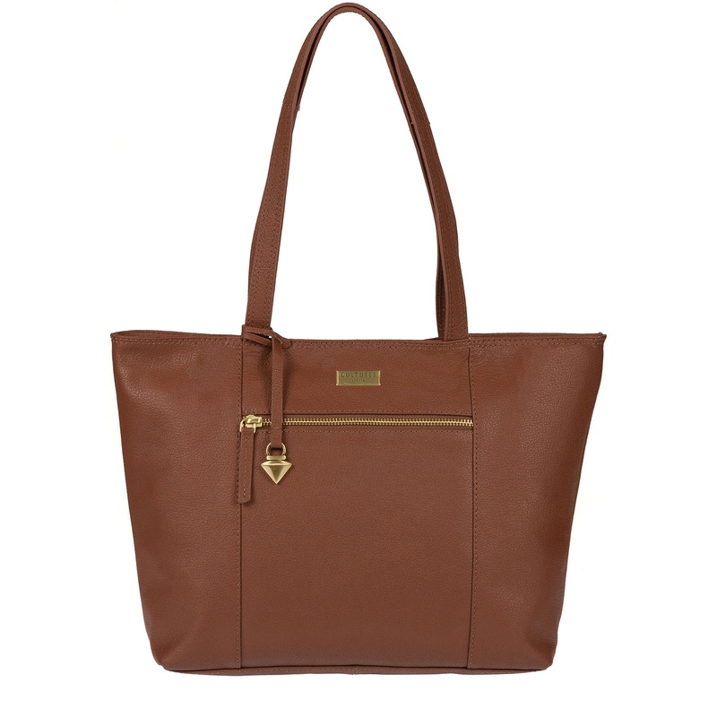 'Daphne' Sienna Brown Leather Tote Bag