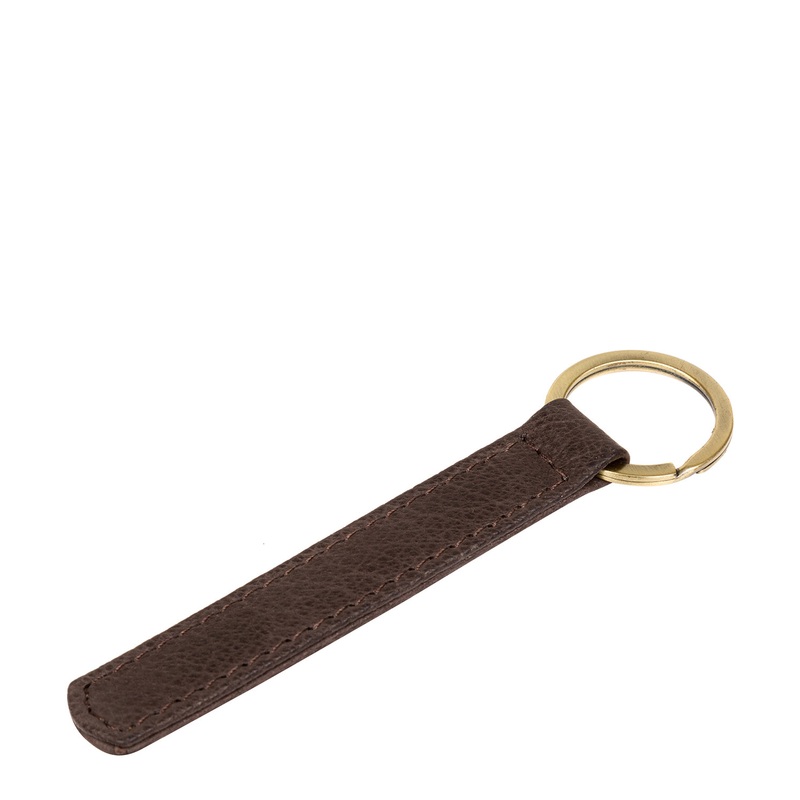Dark Brown Leather and Brass Keyring