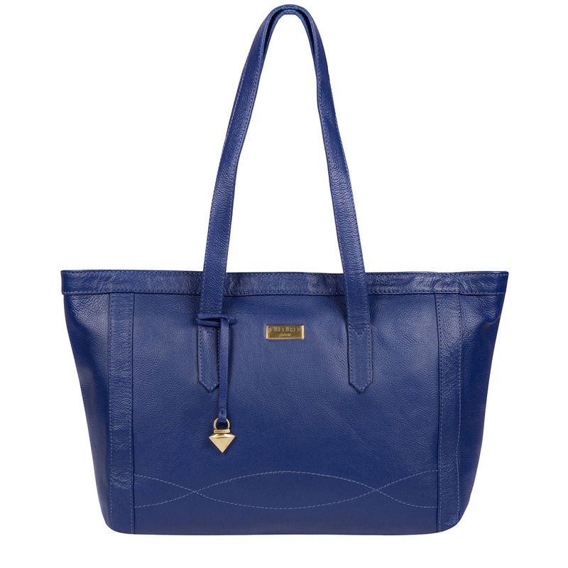 'Farah' Mazarine Blue Leather Tote Bag