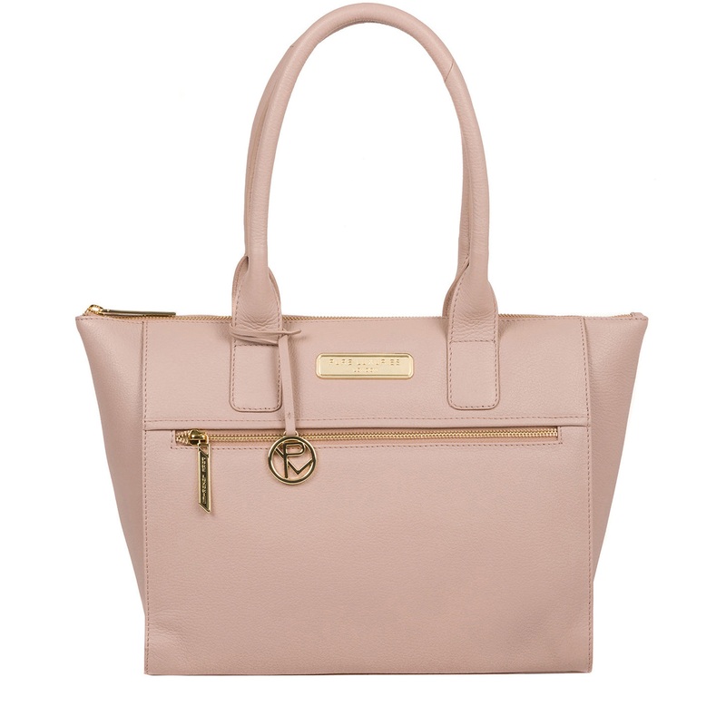 'Faye' Blush Pink Leather Tote Bag