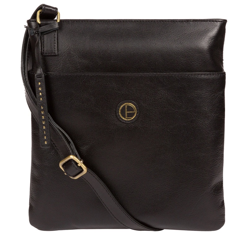 'Foxton' Vintage Black Leather Cross Body Bag