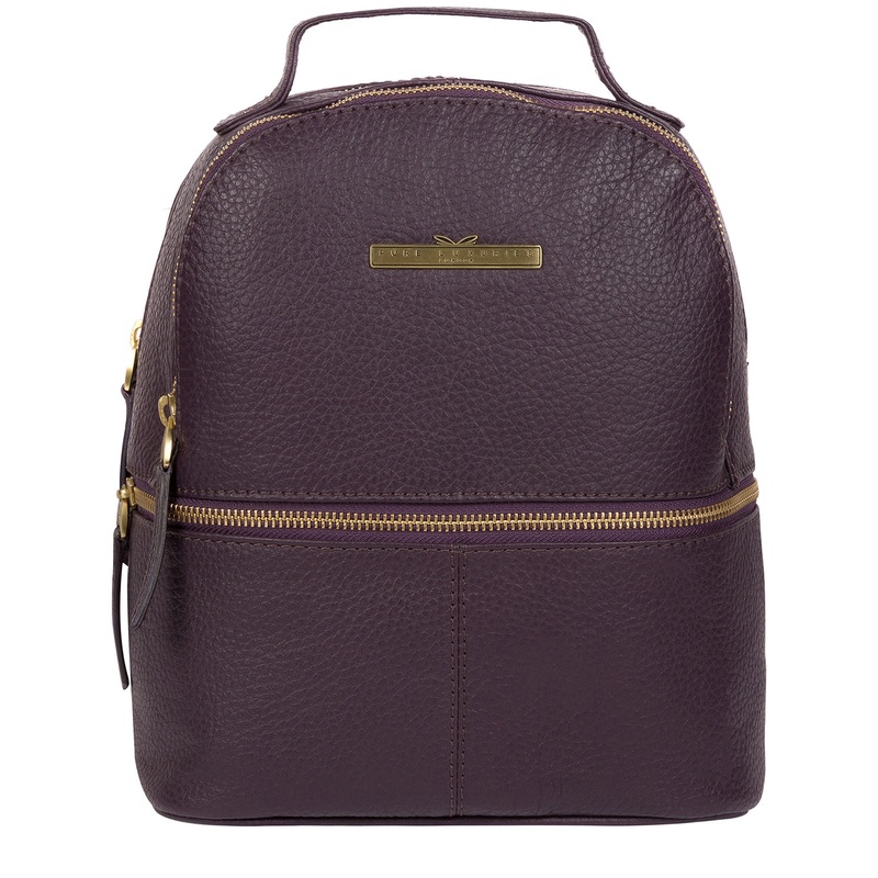 'Gloria' Plum Leather Backpack