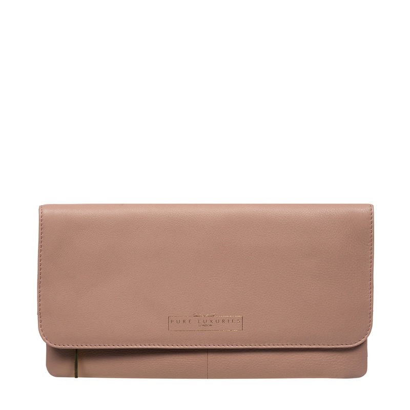 'Golders' Blush Pink Leather Clutch Bag