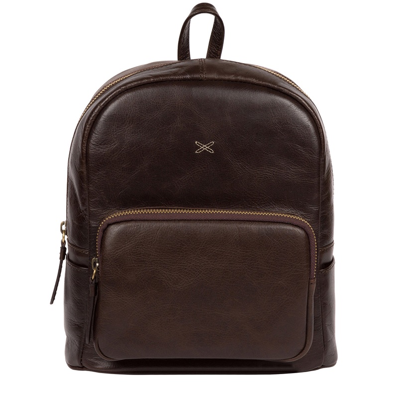 'Greer' Dark Chocolate Leather Backpack