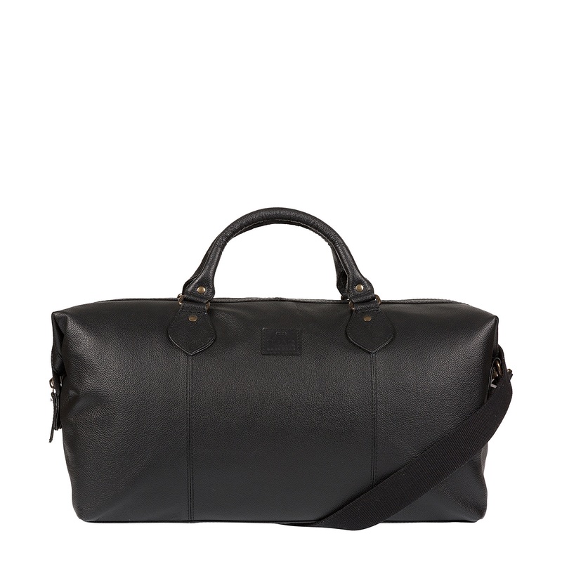 'Grizzly' Black Leather Holdall