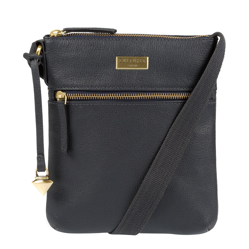 'Halle' Navy Leather Cross Body Bag