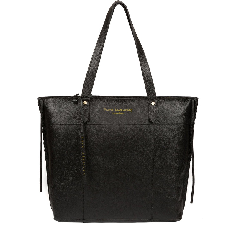 'Hampstead' Jet Black Leather Tote Bag