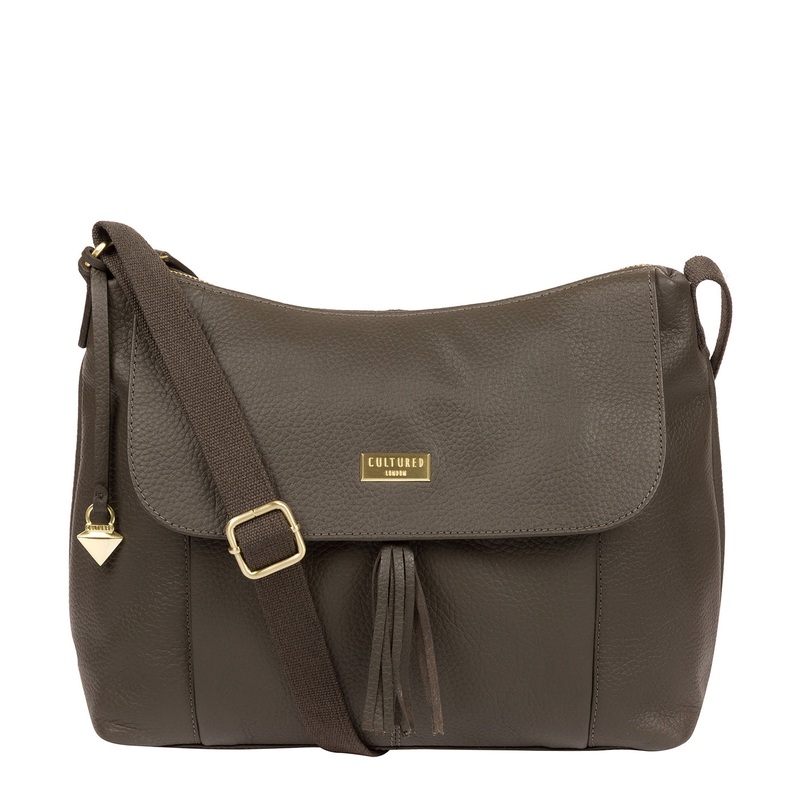 'Henriette' Olive Leather Shoulder Bag