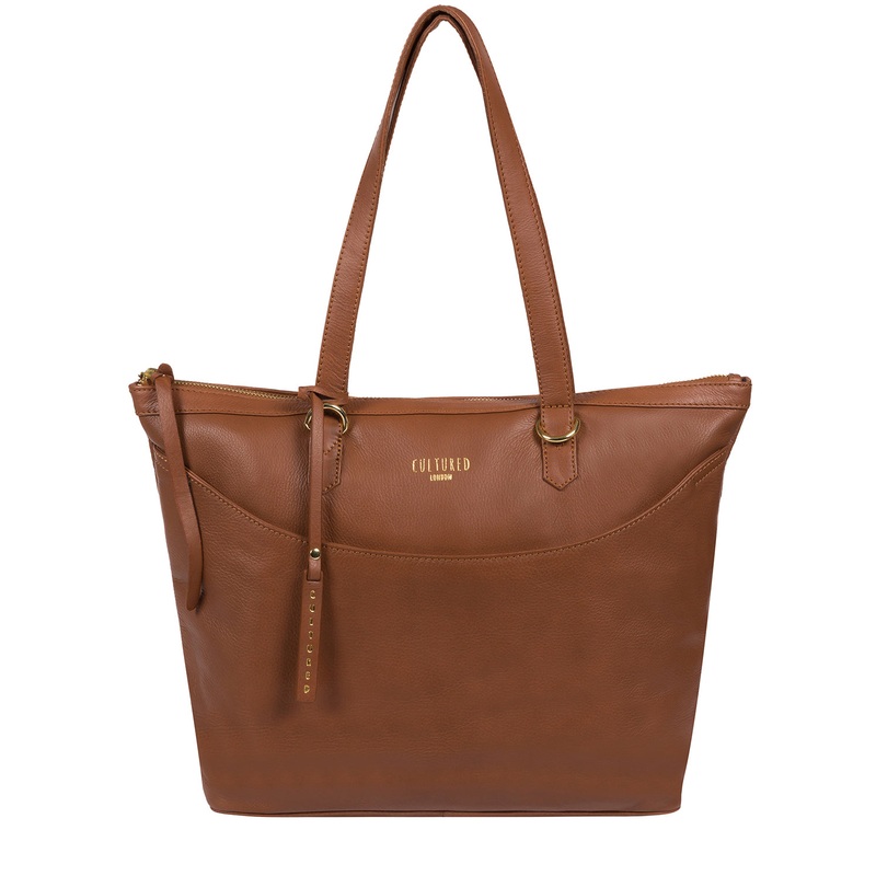 'Heston' Dark Tan Leather Tote Bag