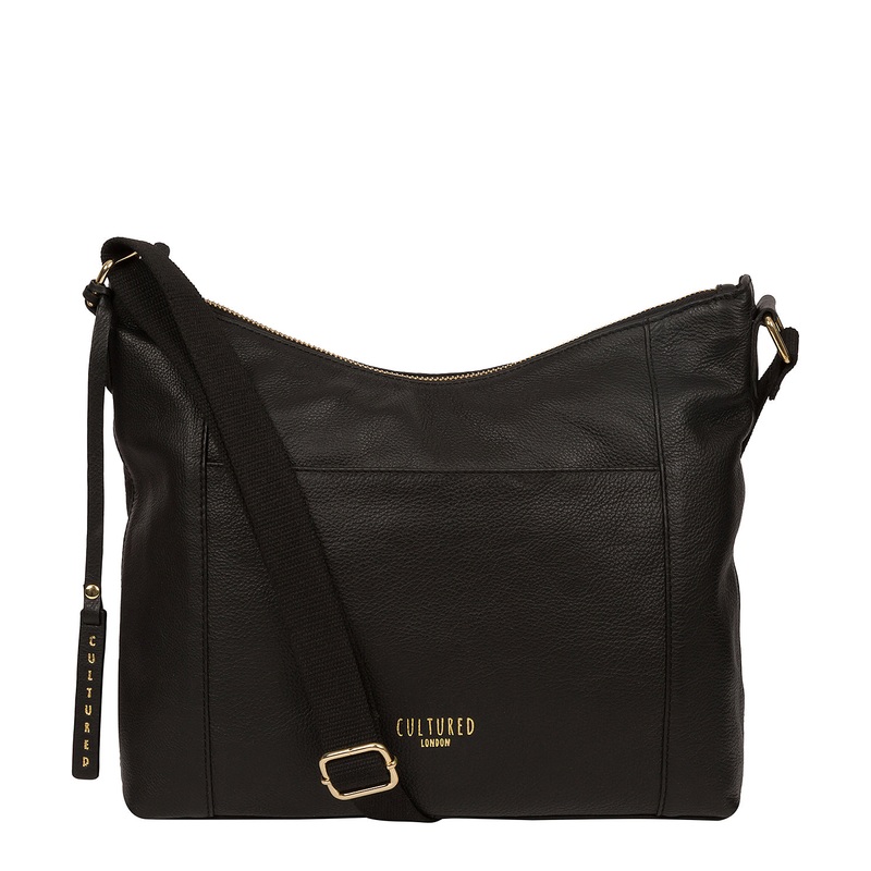 'Iver' Black Leather Shoulder Bag
