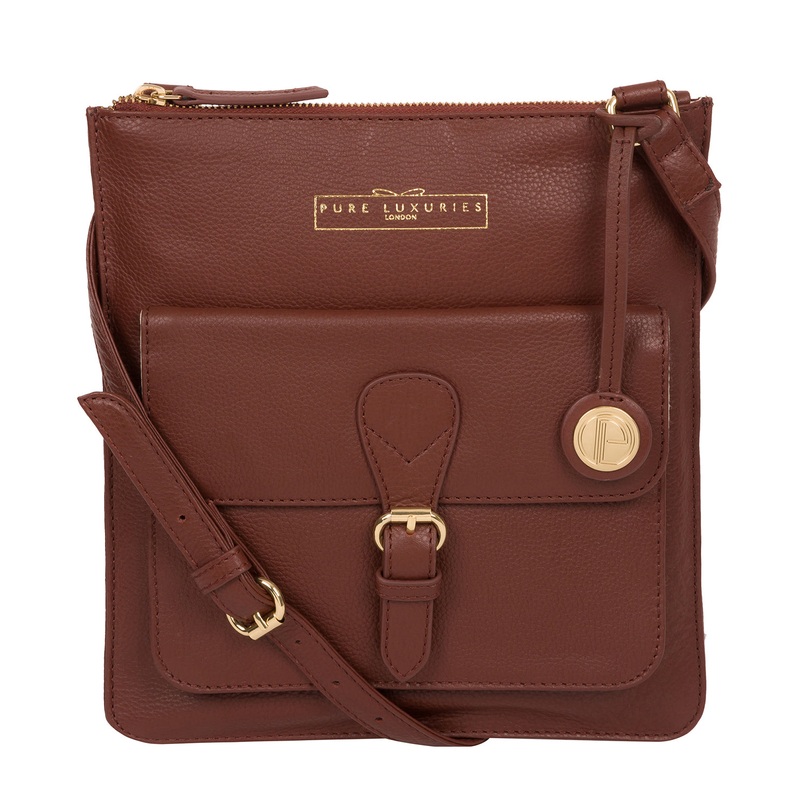 'Kenley' Chestnut Leather Cross Body Bag