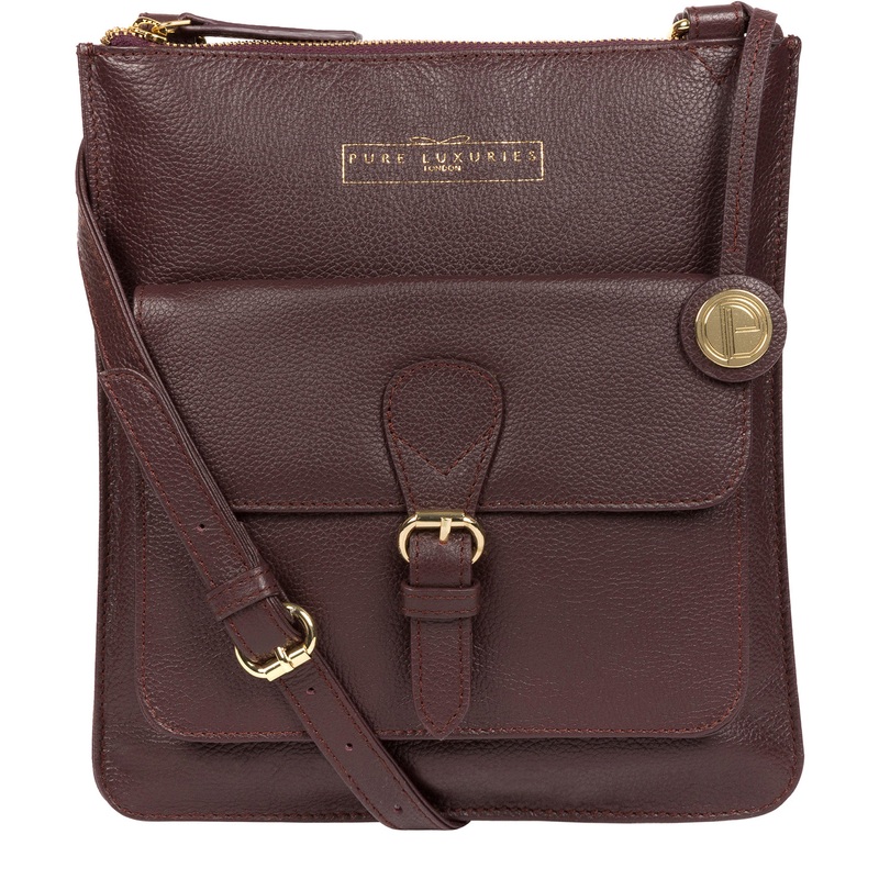'Kenley' Plum Leather Cross Body Bag