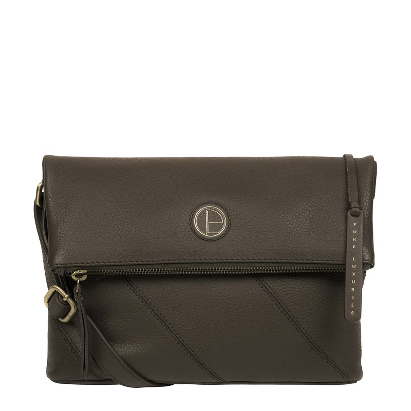 'Korin' Olive Leather Cross Body Bag