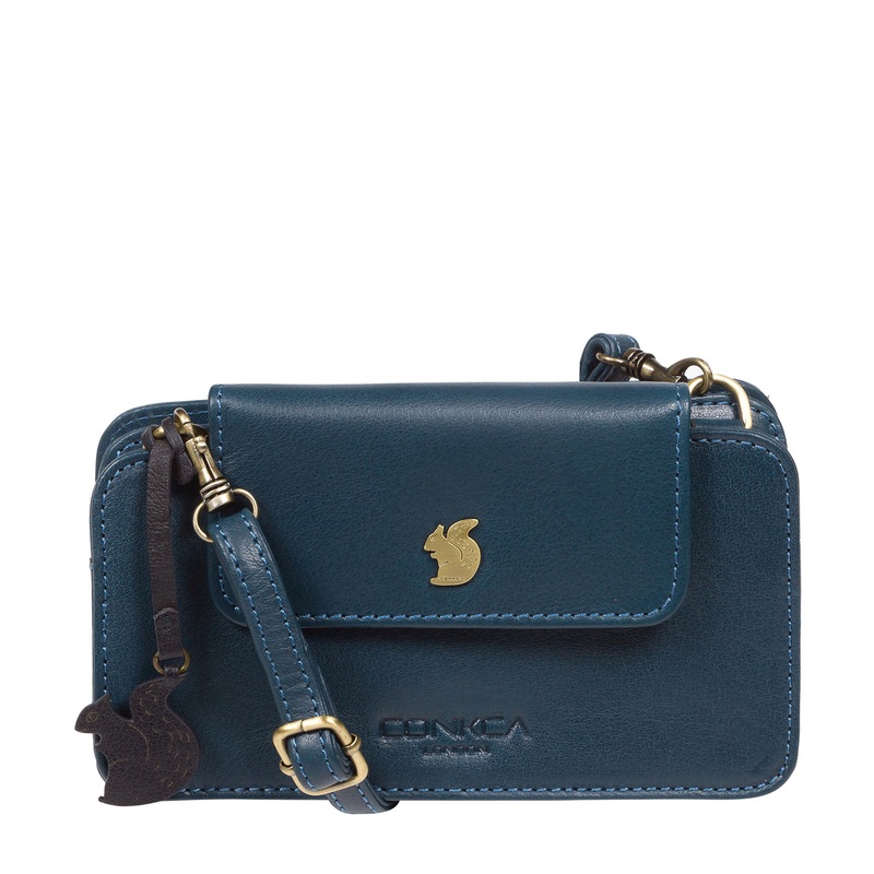 'Little Wonder' Snorkel Blue Leather Cross Body Clutch Bag
