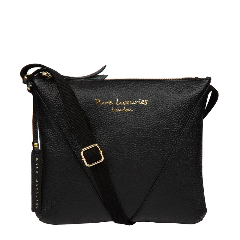 'Lupita' Black Leather Cross Body Bag