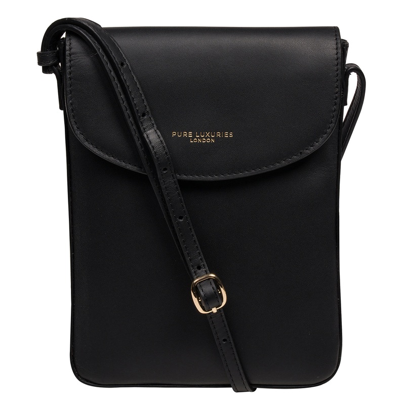 'Lyra' Black Leather Cross Body Phone Bag