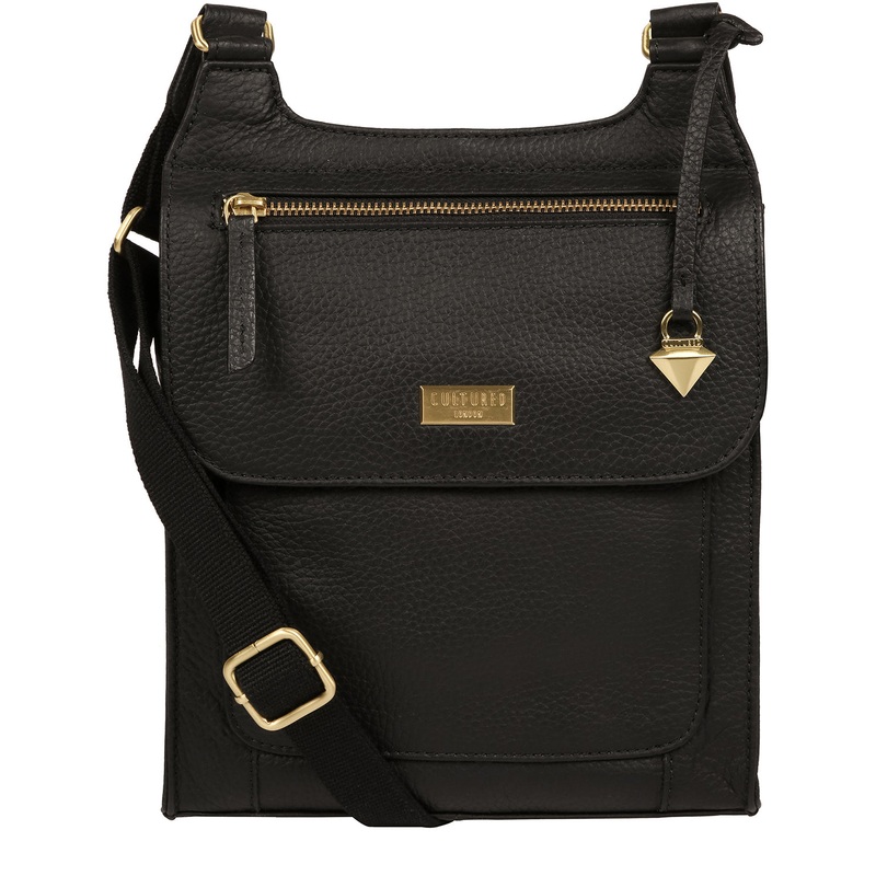 'Marie' Black Leather Cross Body Bag