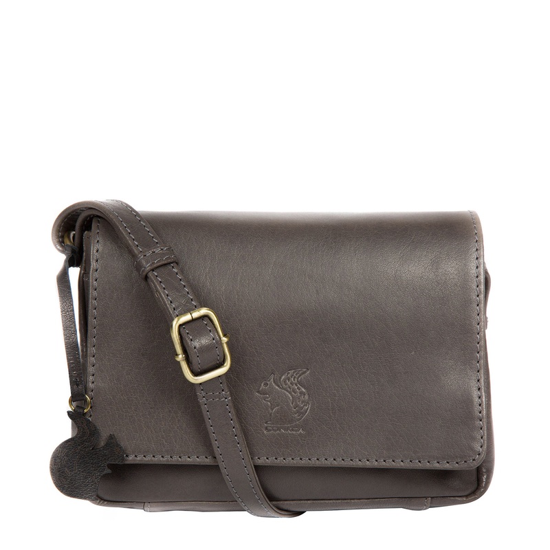 'Marta' Slate Leather Cross Body Bag