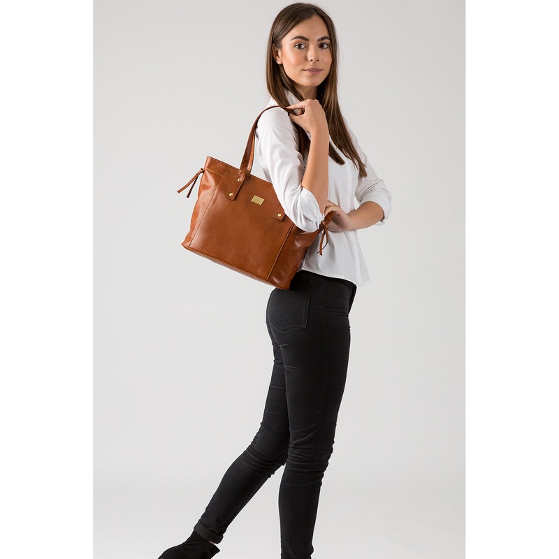 'Mazara' Italian Tan Leather Tote Bag