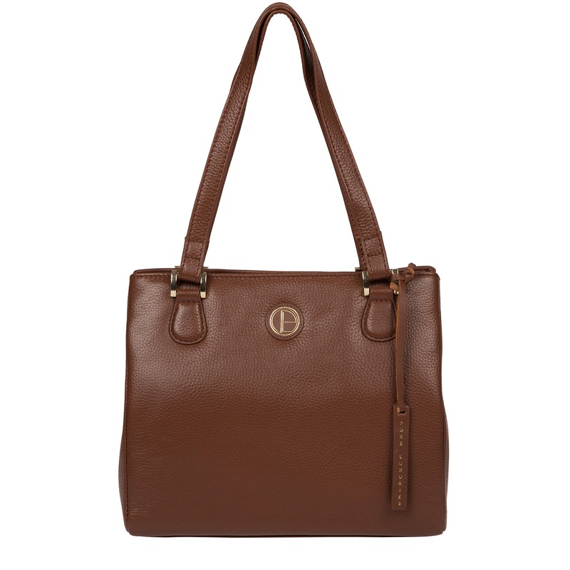 'Milana' Dark Tan Leather Handbag