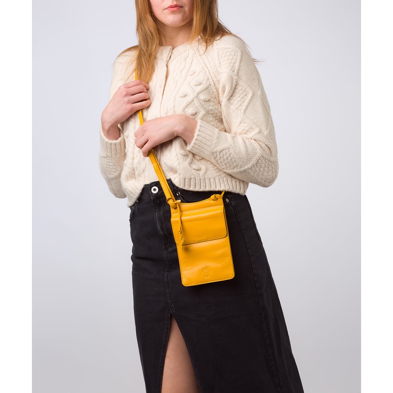 'Milly' Lemon Drop Leather Cross Body Phone Bag