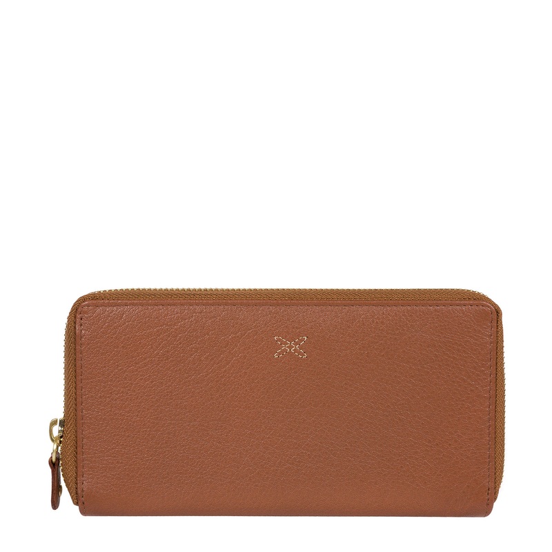 'Netty' Dark Tan Leather RFID Purse