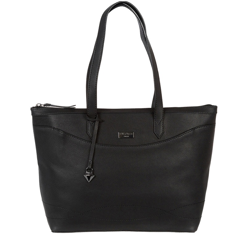 'Oriel' Black Leather Tote Bag