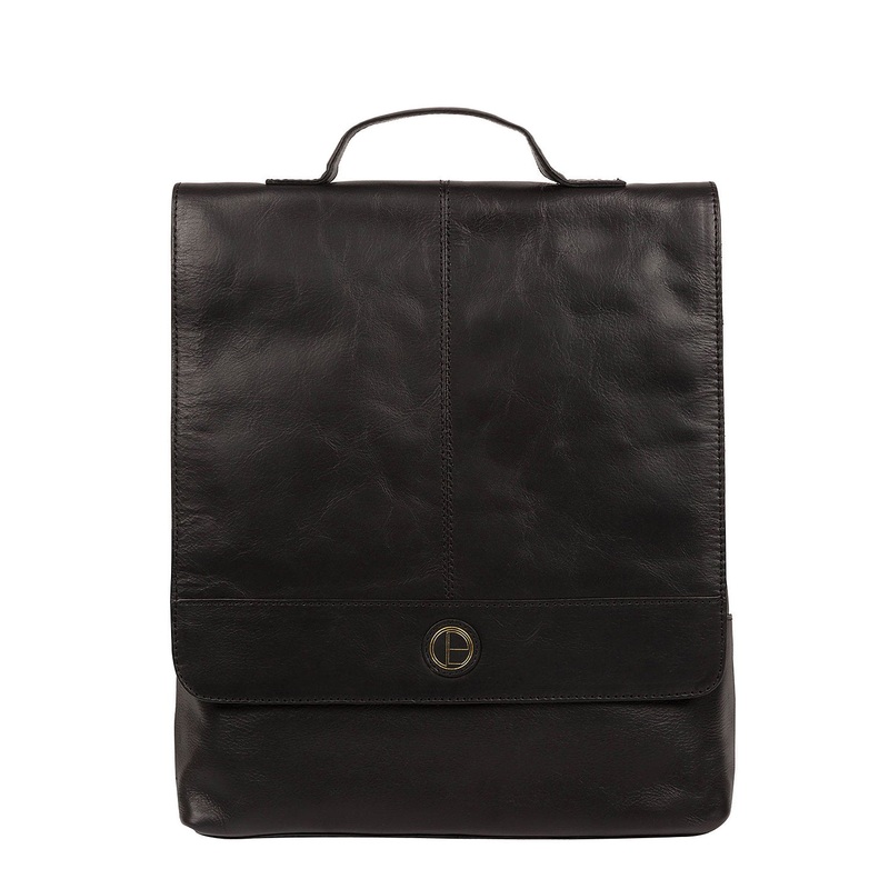 'Pembroke' Vintage Black Leather Backpack