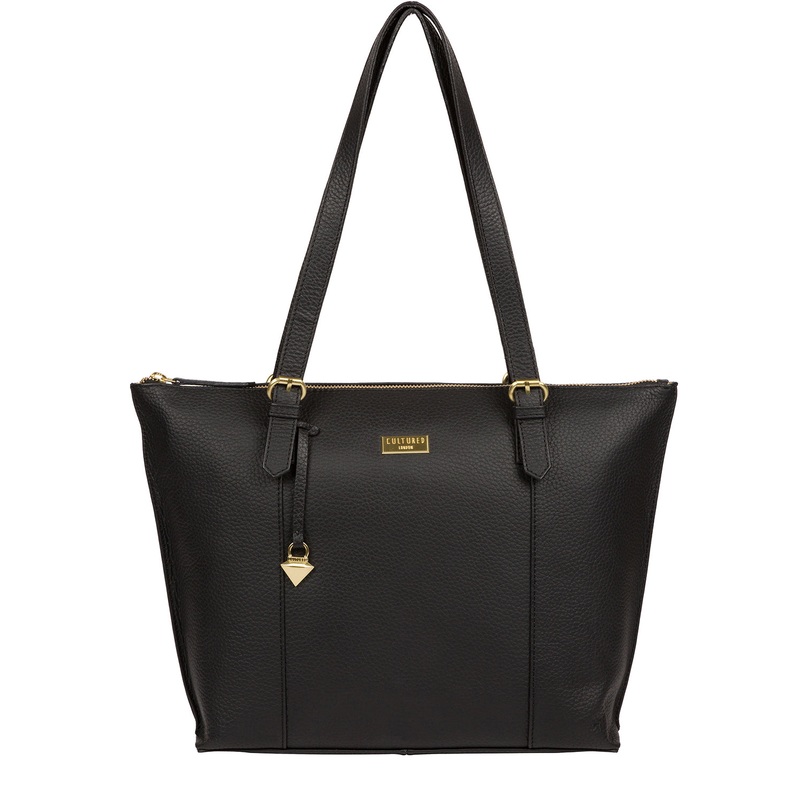 'Pippa' Black Leather Tote Bag
