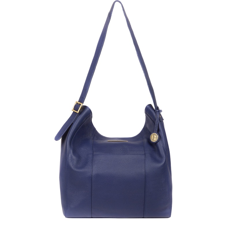 'Rachael' Navy Leather Shoulder Bag