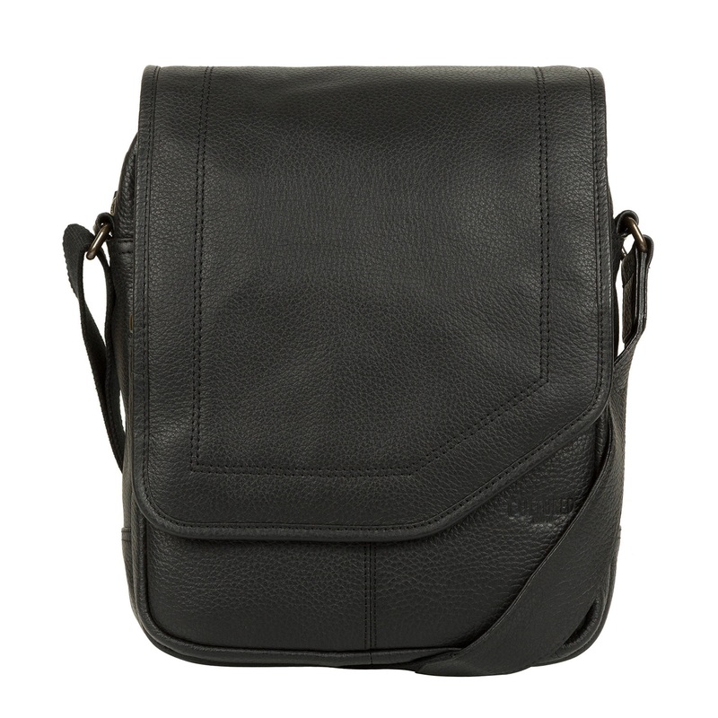 'Scene' Black Leather Despatch Bag