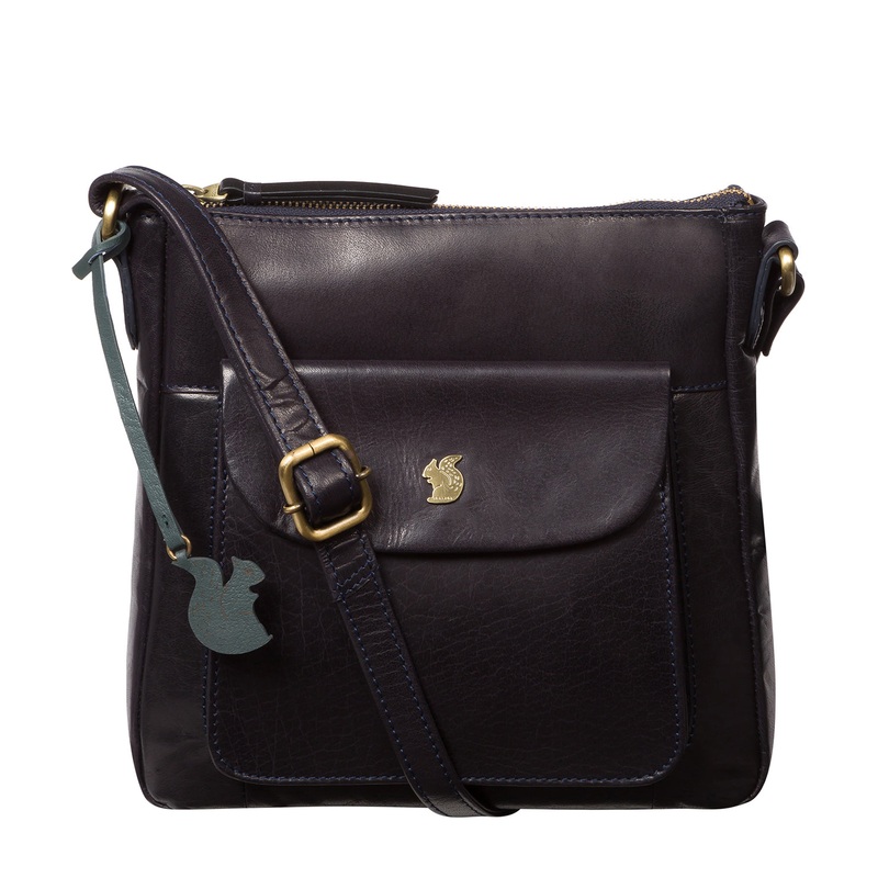 'Shona' Navy Leather Cross Body Bag
