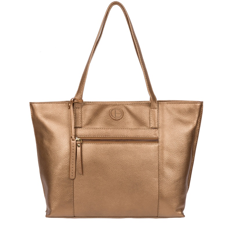 'Skye' Bronze Gold Leather Tote Bag