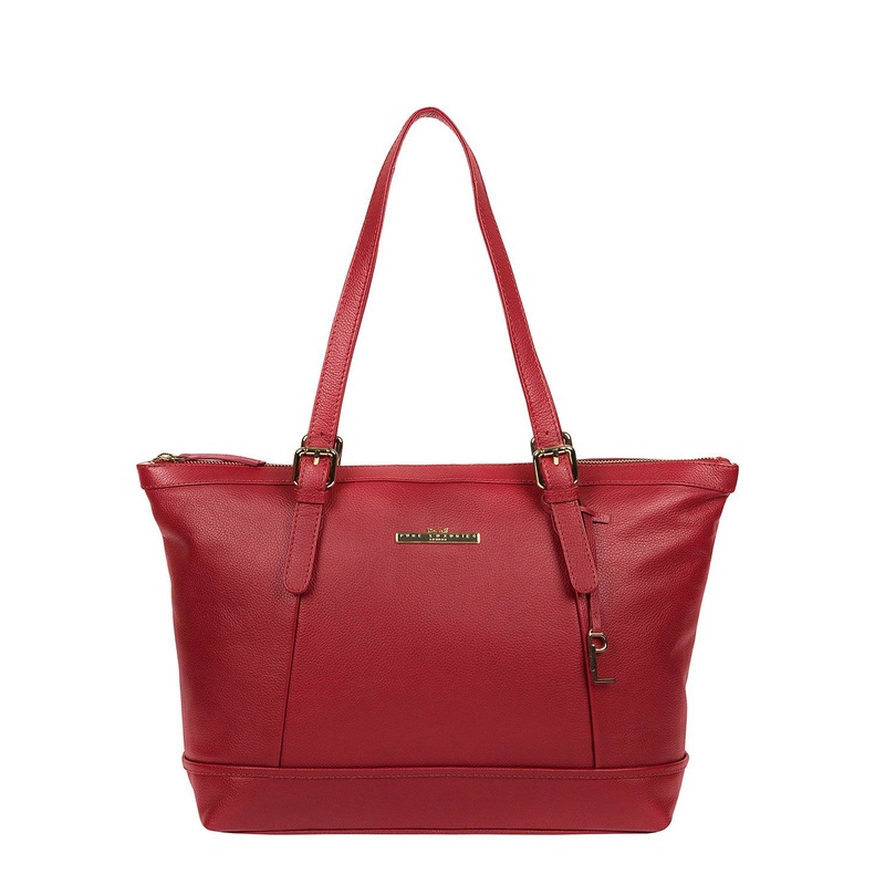 'Thame' Deep Red Leather Tote Bag