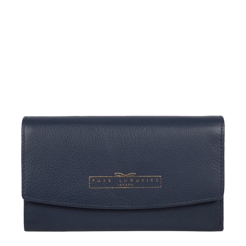 'Tulip' Midnight Navy Leather Tri-Fold Purse