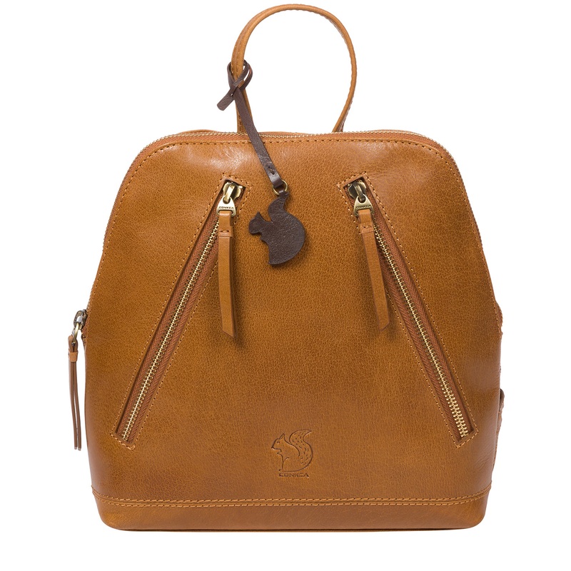 'Zoe' Dark Tan Leather Backpack