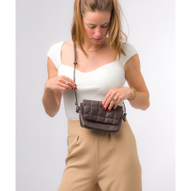 'Zoey' Hot Fudge Nappa Leather Cross Body Bag