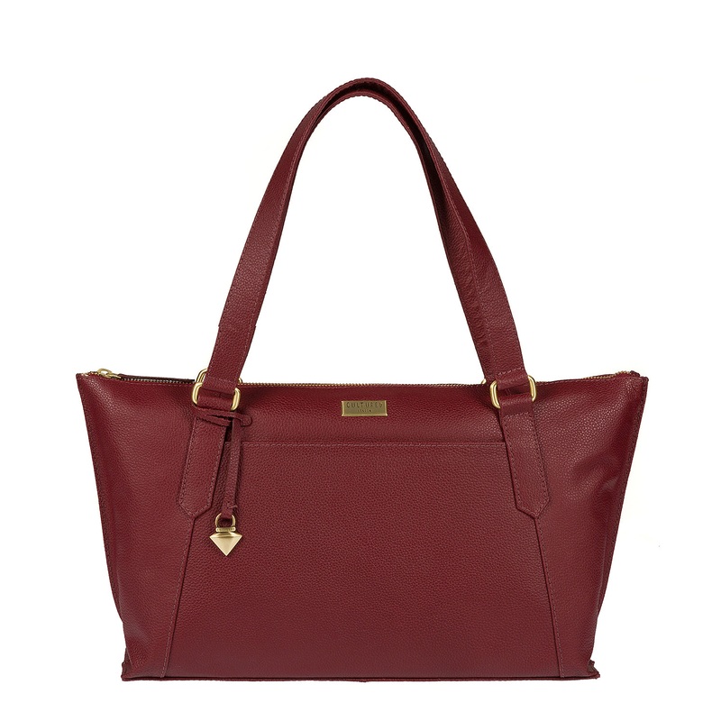 'Alma' Ruby Red Leather Bag