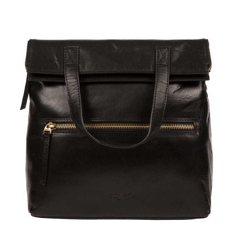 'Anoushka' Black Leather Backpack