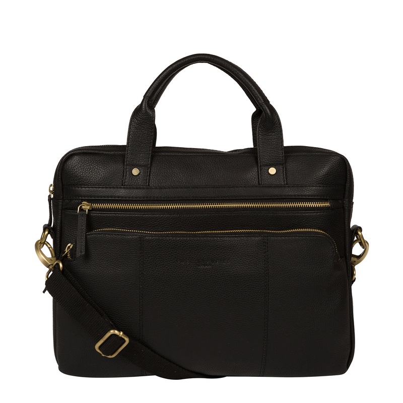 'Athenia' Black Leather Workbag