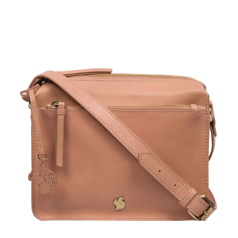 'Aurora' Subtle Pink Leather Cross Body Bag