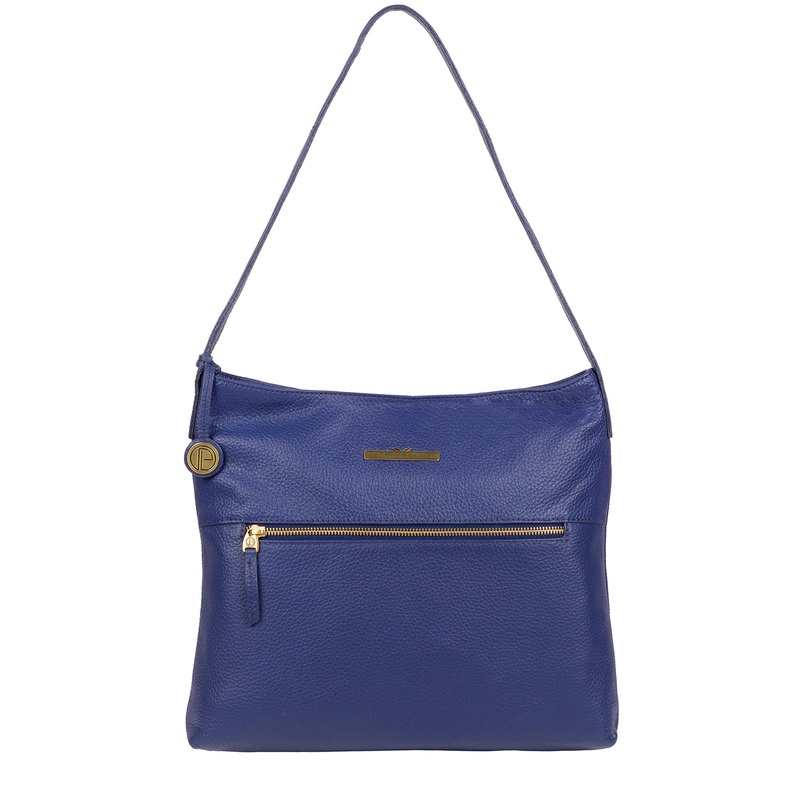 'Barbara' French Navy Leather Shoulder Bag
