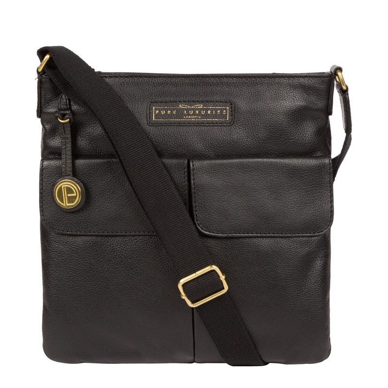 'Barnwell' Black & Gold Leather Cross Body Bag