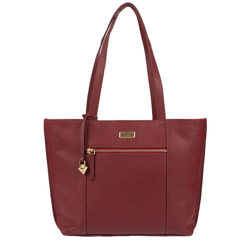 'Bella' Ruby Red Leather Tote Bag