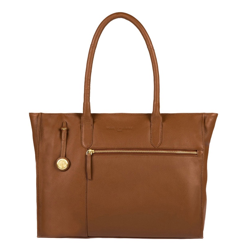 'Bexley' Tan & Gold-Coloured Detail Leather Tote Bag