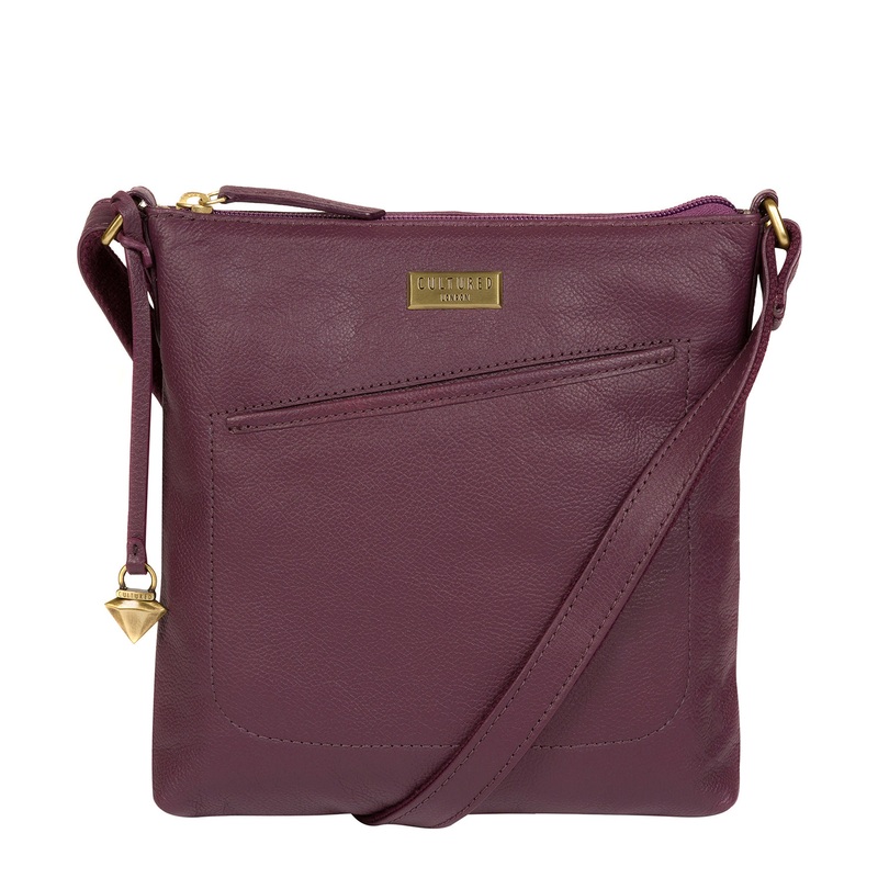 'Bronwyn' Fig Leather Cross Body Bag