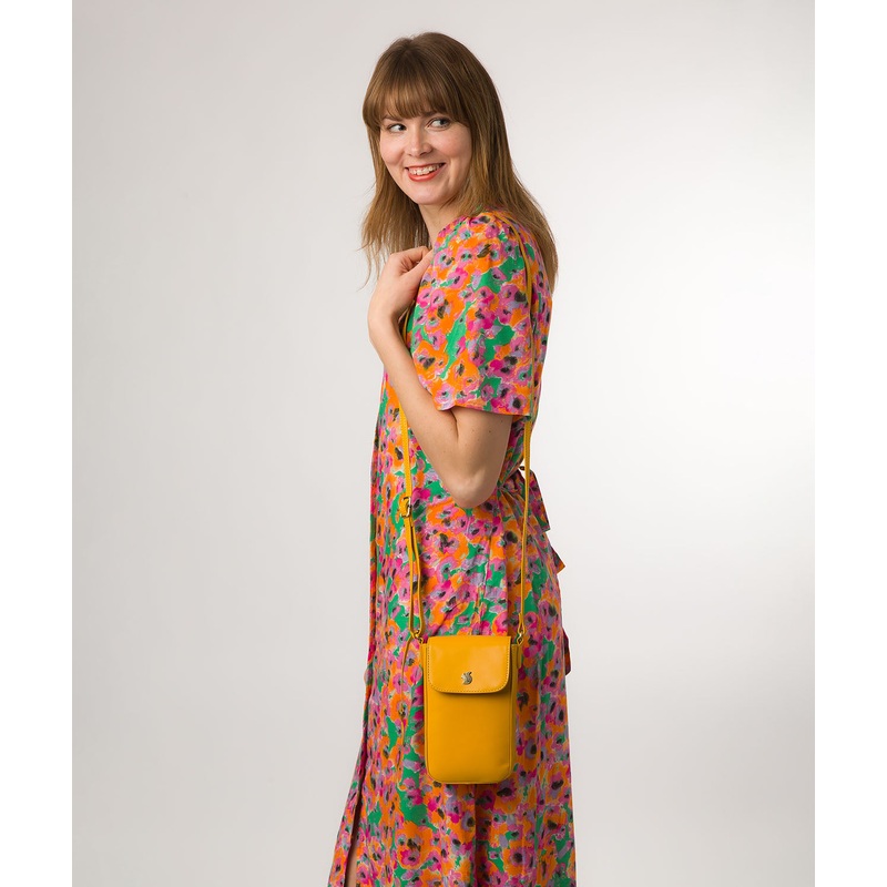 'Buzz' Lemon Drop Leather Cross Body Phone Bag