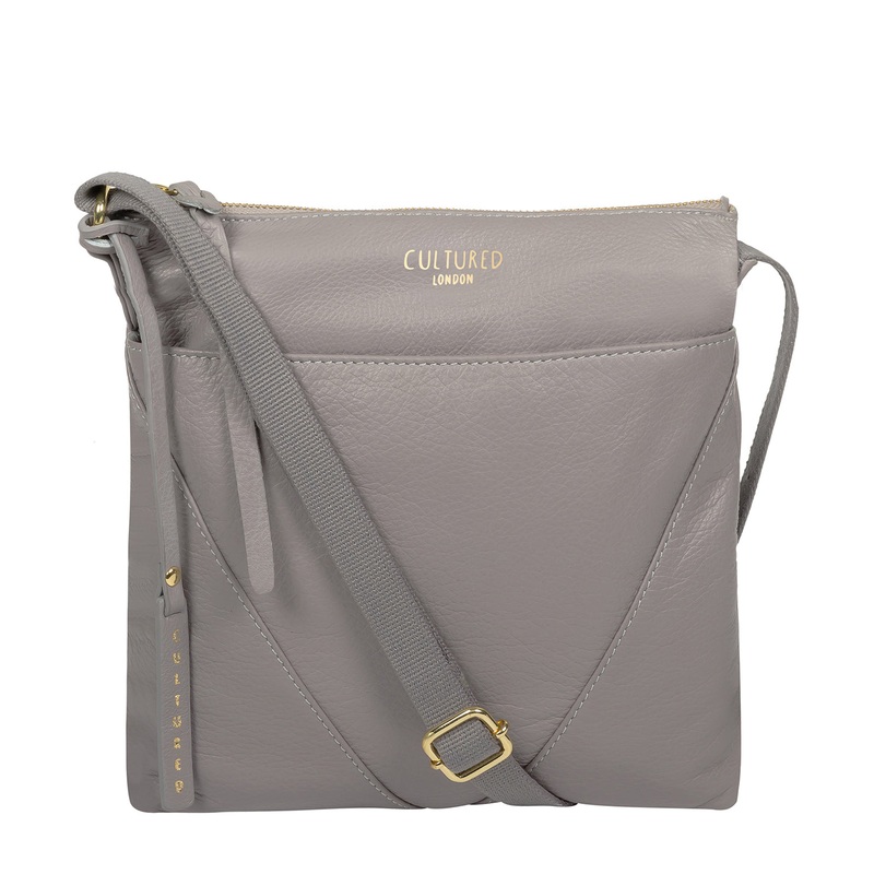 'Camden' Grey Leather Cross Body Bag